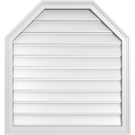 Ekena Millwork Octagonal Top Surface Mount PVC Gable Vent w/ 2"W x 1-1/2"P Brickmould Frame, 30"W x 32"H GVPOT30X3202SF